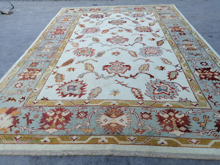Beige Turkish Runner Rug 8' 10" x 12' 9" Hand-Knotted view 9