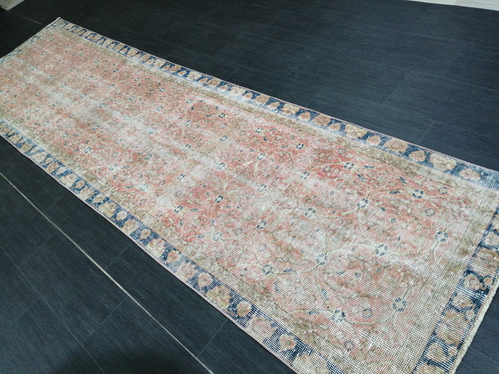 Beige Turkish Runner Rug 3' x 10' 5" Hand-Knotted field