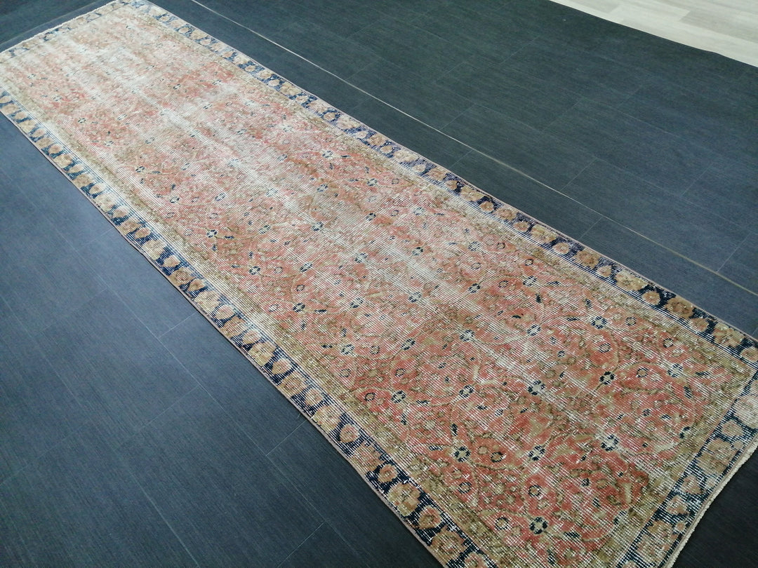 Beige Turkish Runner Rug 3' x 10' 5" Hand-Knotted