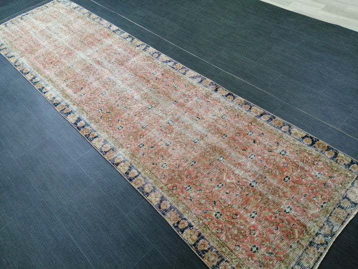 Beige Turkish Runner Rug 3' x 10' 5" Hand-Knotted