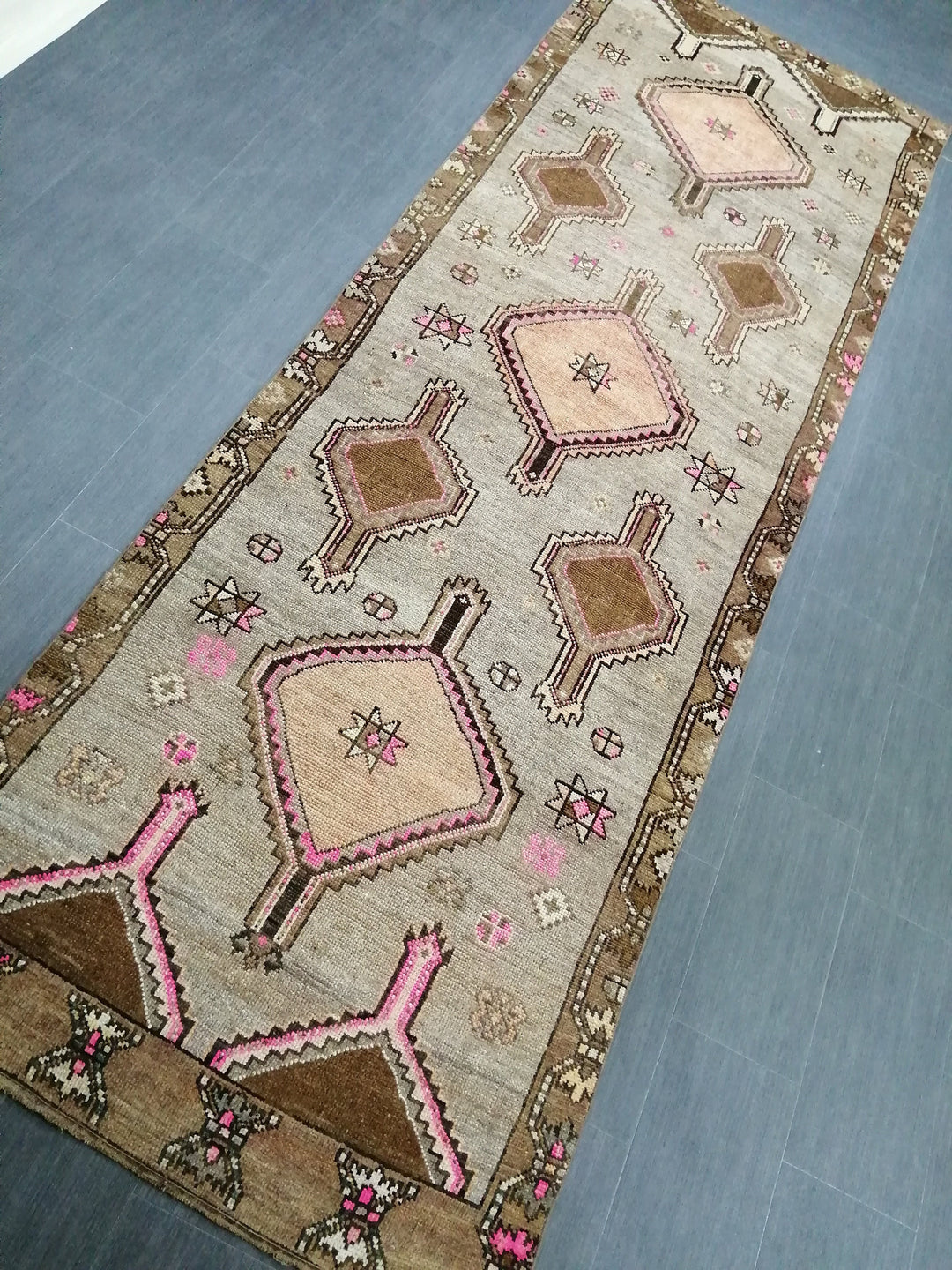 Beige Turkish Runner Rug 3' 9" x 11' 4" Hand-Knotted view