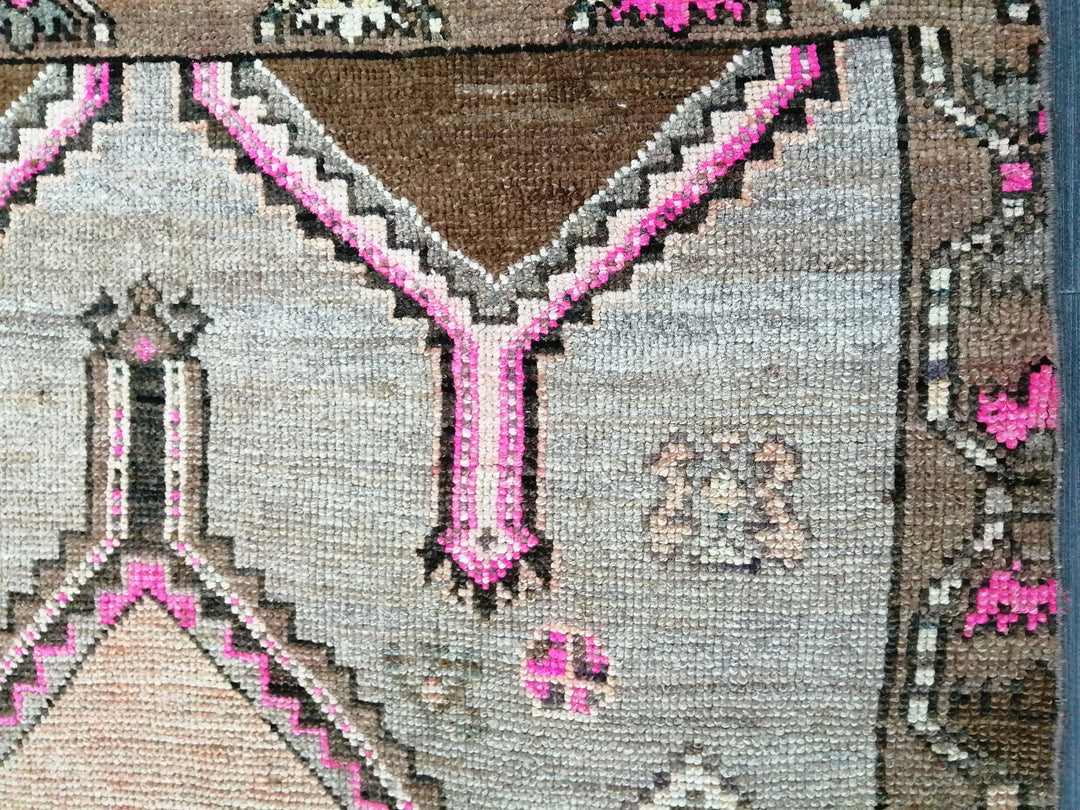 Beige Turkish Runner Rug 3' 9" x 11' 4" Hand-Knotted field