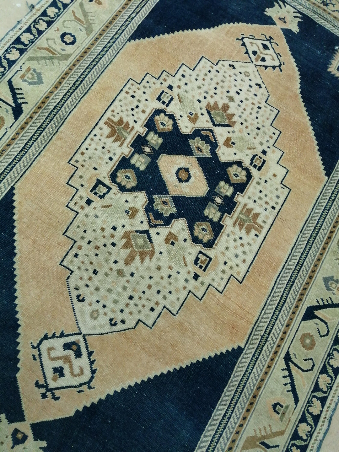 Blue Turkish Runner Rug 4' 5" x 9' 10" Hand-Knotted | No. WR49818