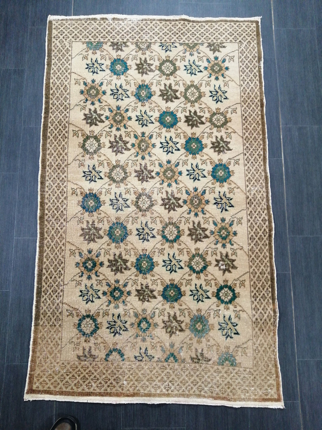 Beige Turkish Runner Rug 3' 3" x 5' 7" Hand-Knotted view