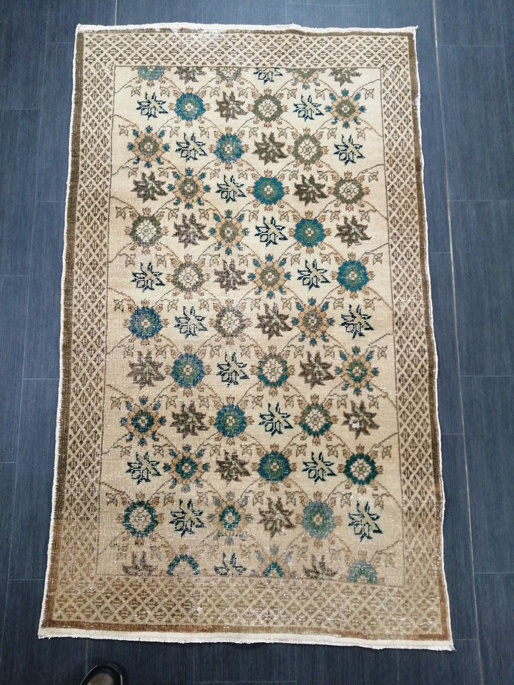 Beige Turkish Runner Rug 3' 3" x 5' 7" Hand-Knotted view