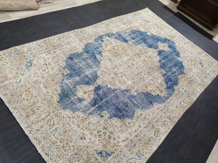 Blue Turkish Runner Rug 6' 3" x 10' 5" Hand-Knotted | No. WR42081
