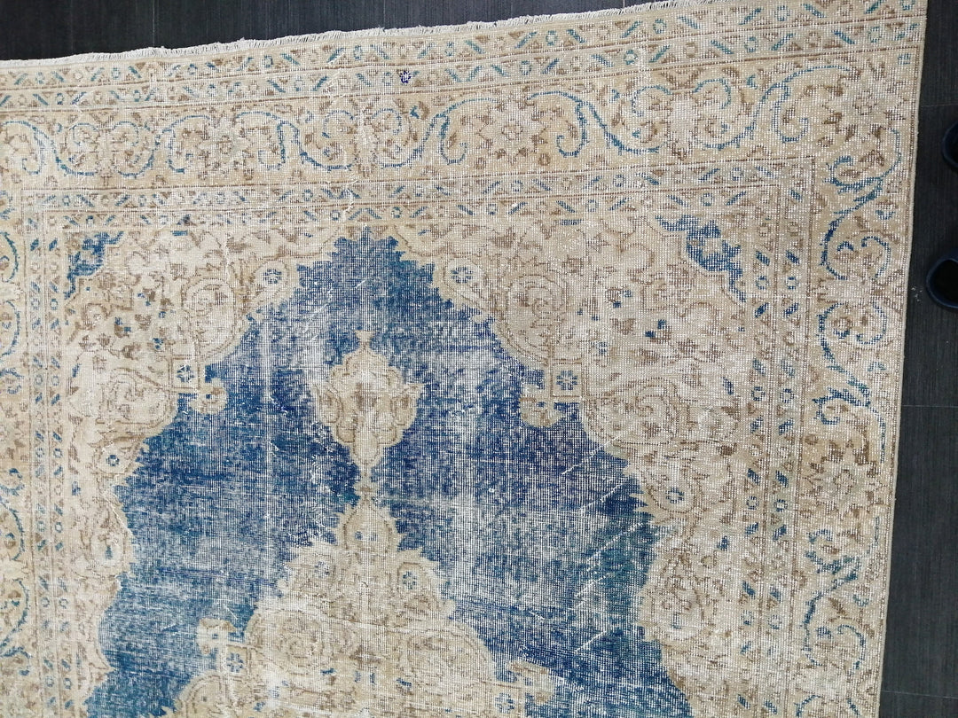Blue Turkish Runner Rug 6' 3" x 10' 5" Hand-Knotted | No. WR42081