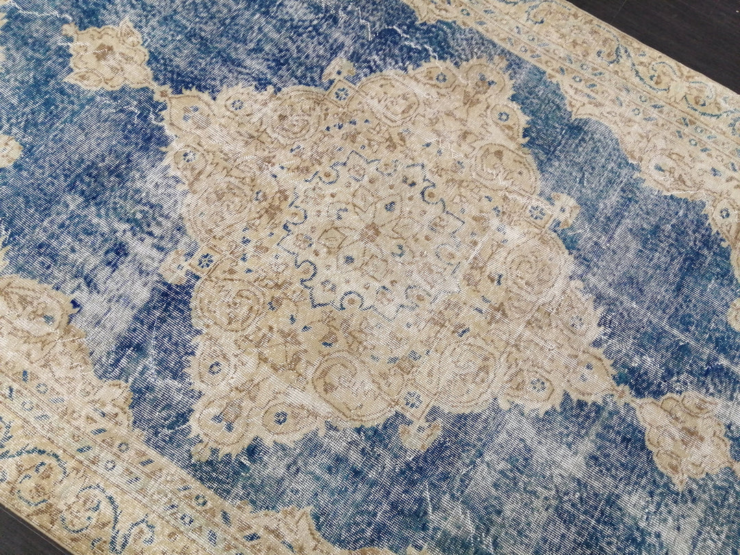 Blue Turkish Runner Rug 6' 3" x 10' 5" Hand-Knotted | No. WR42081