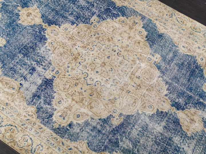 Blue Turkish Runner Rug 6' 3" x 10' 5" Hand-Knotted | No. WR42081