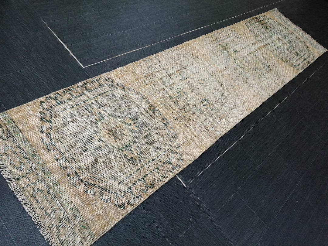 Beige Turkish Runner Rug 2' 7" x 10' 9" Hand-Knotted view 9