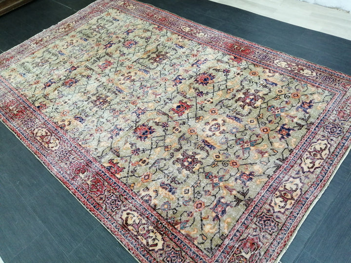 Green Turkish Runner Rug 6' 6" x 10' 6" Hand-Knotted | No. WR99320