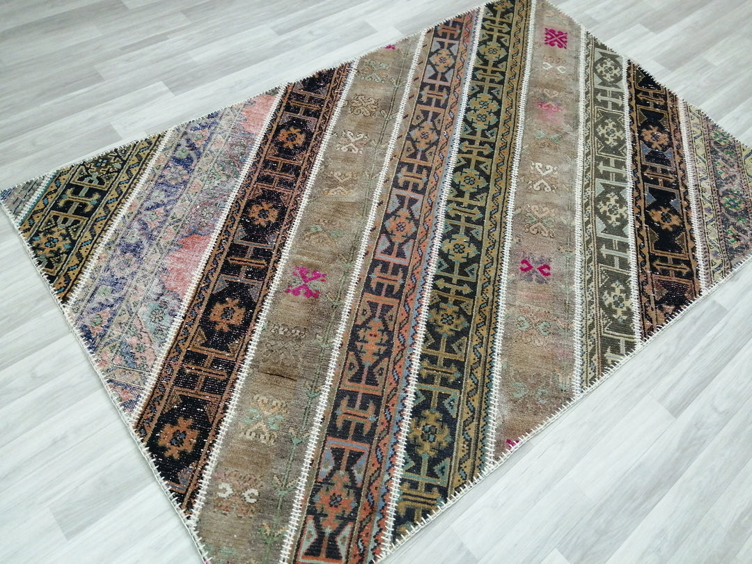 Rust Turkish Runner Rug 5' x 7' 9" Hand-Knotted detail