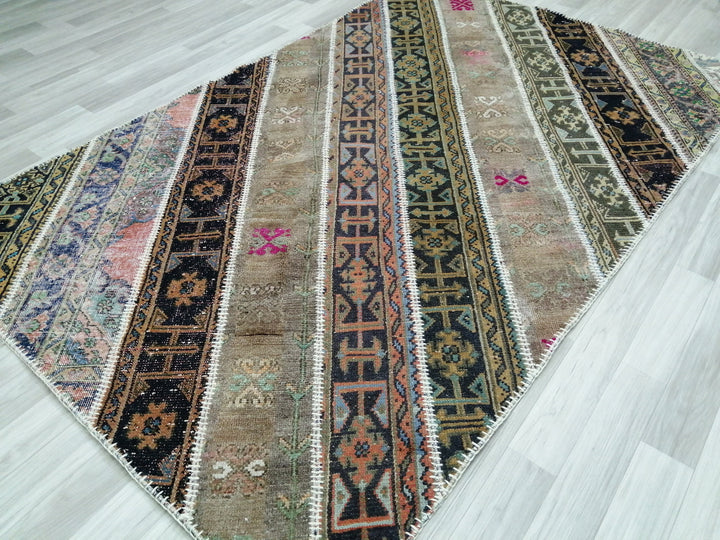Rust Turkish Runner Rug 5' x 7' 9" Hand-Knotted texture