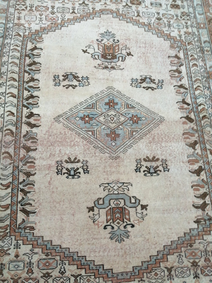 Beige Turkish Runner Rug 6' 6" x 9' 2" Hand-Knotted view