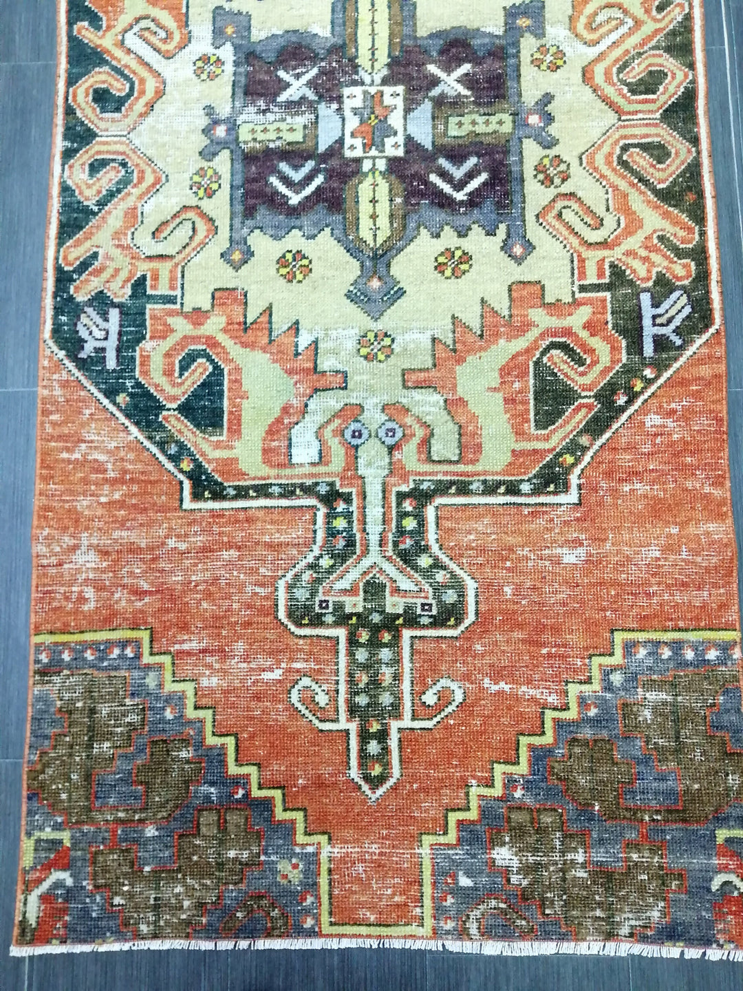 Beige Turkish Distressed Runner Rug 3' x 7' 6" Hand-Knotted | No. WR76307