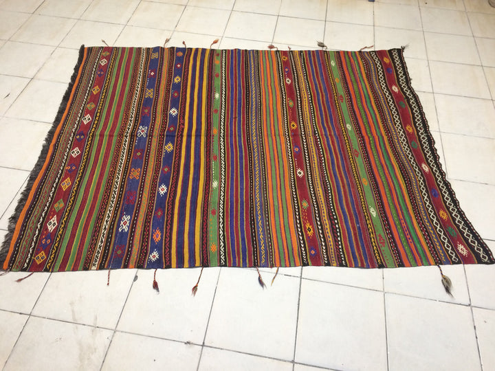 Rust Turkish Oushak Runner Rug Hand-Knotted border