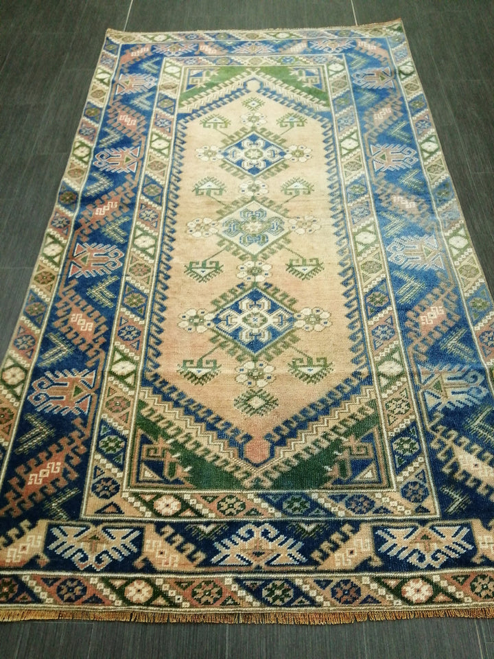 Blue Turkish Runner Rug 4' 1" x 6' 11" Hand-Knotted | No. WR13170