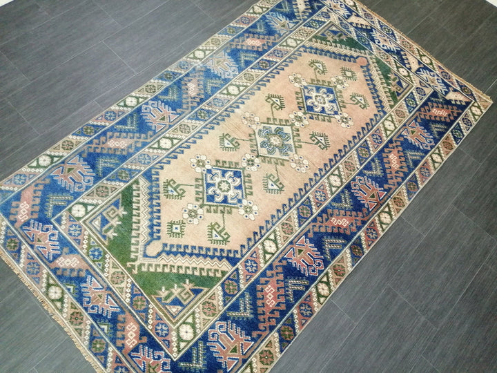 Blue Turkish Runner Rug 4' 1" x 6' 11" Hand-Knotted | No. WR13170