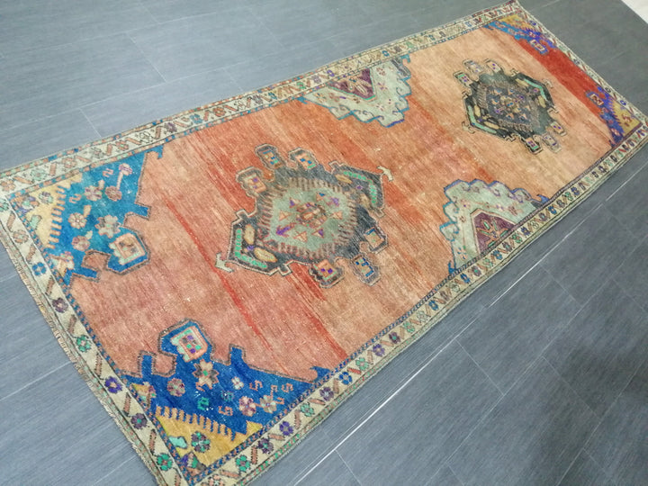 Beige Turkish Runner Rug 3' 3" x 8' 6" Hand-Knotted
