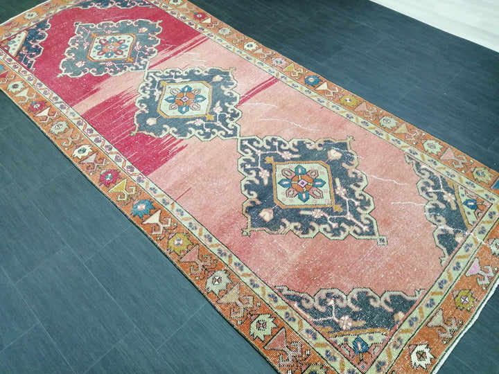 Beige Turkish Runner Rug 4' 6" x 10' 6" Hand-Knotted