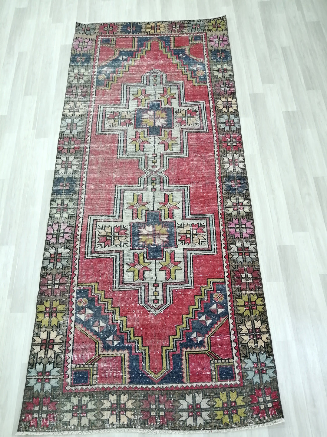 Beige Turkish Runner Rug 4' x 9' 3" Hand-Knotted view