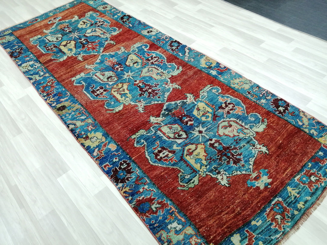 Beige Turkish Runner Rug 4' 2" x 10' 5" Hand-Knotted view 9