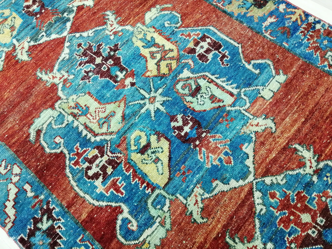 Beige Turkish Runner Rug 4' 2" x 10' 5" Hand-Knotted texture
