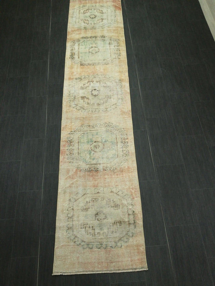 Beige Turkish Runner Rug 2' 3" x 10' 4" Hand-Knotted view