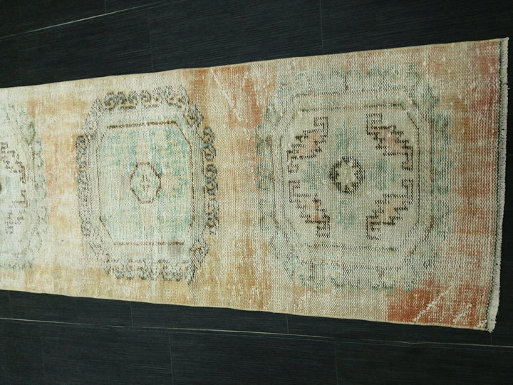 Beige Turkish Runner Rug 2' 3" x 10' 4" Hand-Knotted border