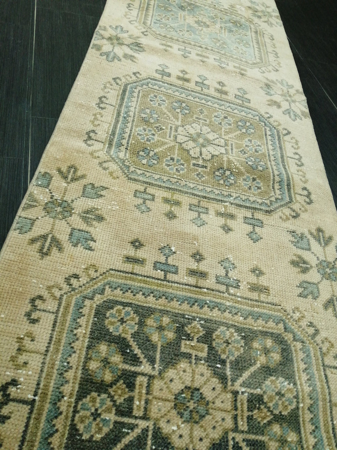 Beige Turkish Runner Rug 2' 4" x 11' 2" Hand-Knotted border