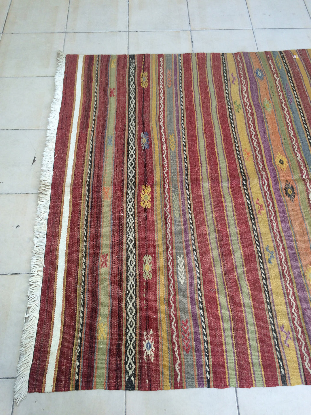 Rust Turkish Runner Rug 5' x 6' Hand-Knotted field