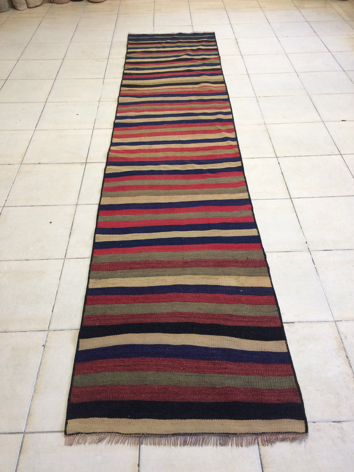 Beige Turkish Runner Rug 2' 5" x 10' 4" Hand-Knotted