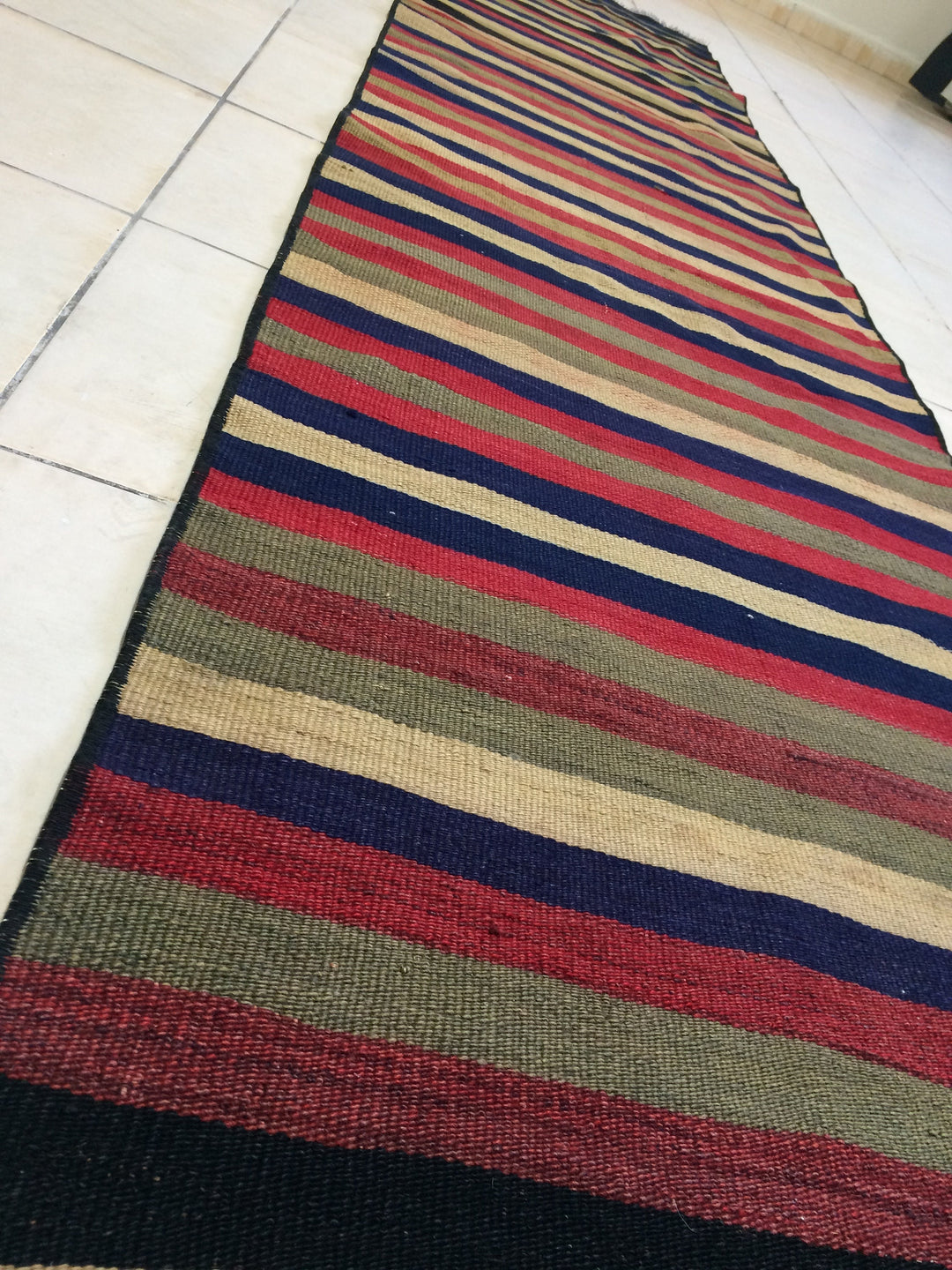 Beige Turkish Runner Rug 2' 5" x 10' 4" Hand-Knotted close-up