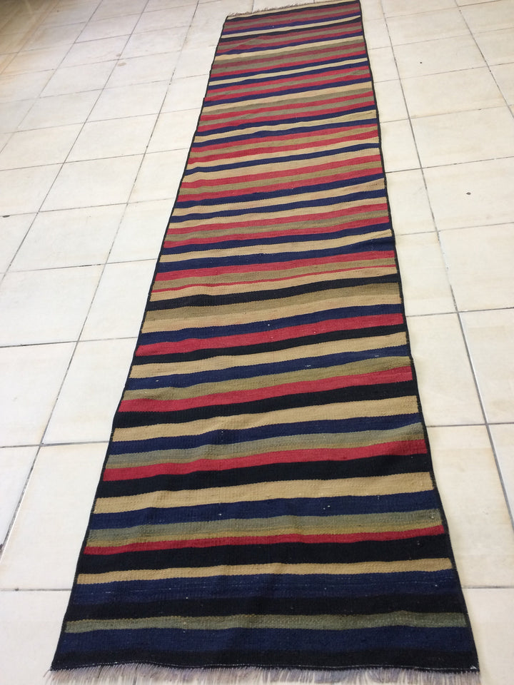 Beige Turkish Runner Rug 2' 5" x 10' 4" Hand-Knotted border