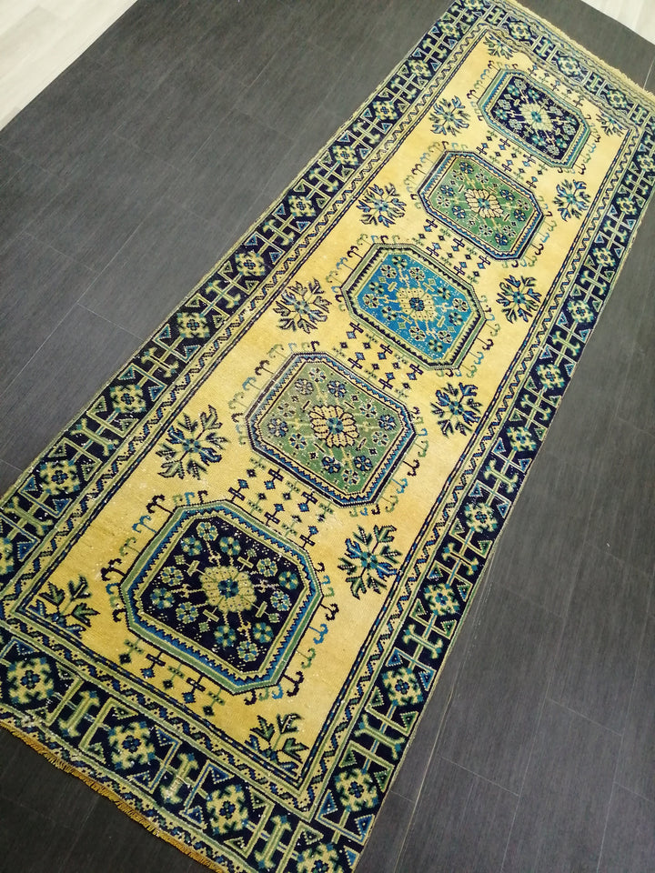 Beige Turkish Runner Rug 3' 11" x 11' 4" Hand-Knotted view