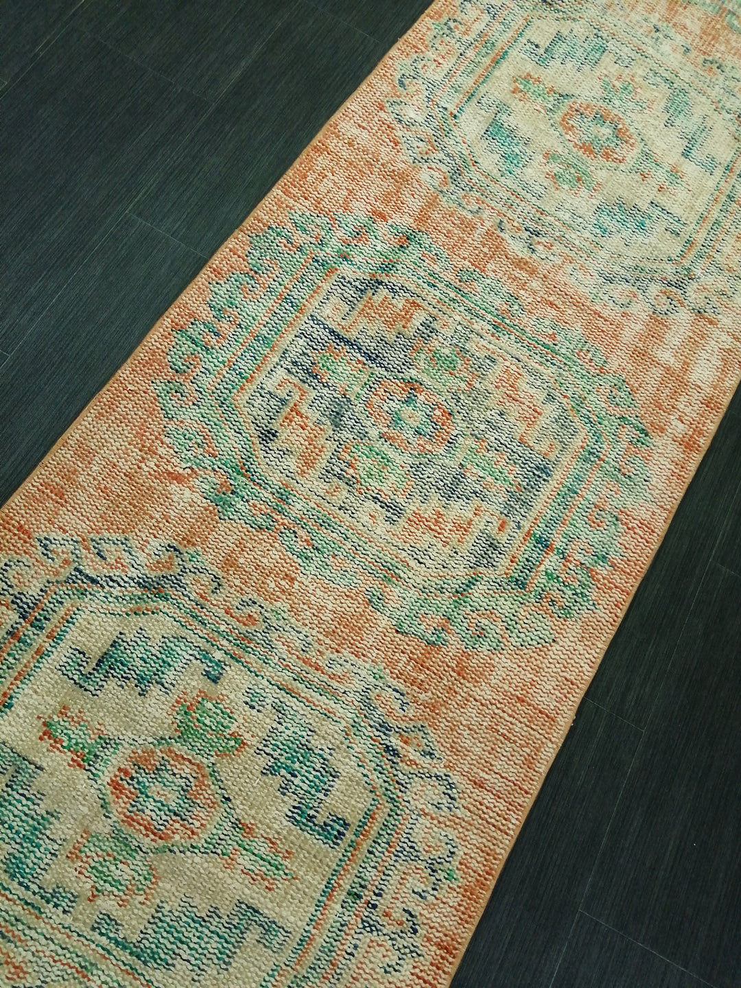 Beige Turkish Runner Rug 2' 5" x 11' 4" Hand-Knotted texture