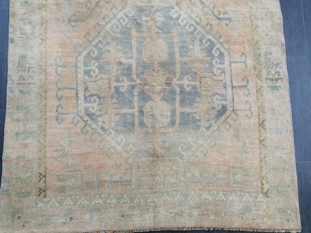Beige Turkish Runner Rug 4' 4" x 11' 11" Hand-Knotted | No. WR83888