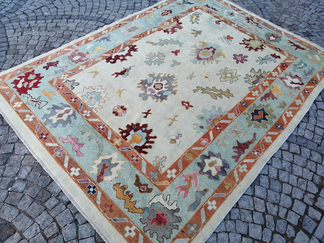 Beige Turkish Runner Rug 9' 2" x 12' 2" Hand-Knotted