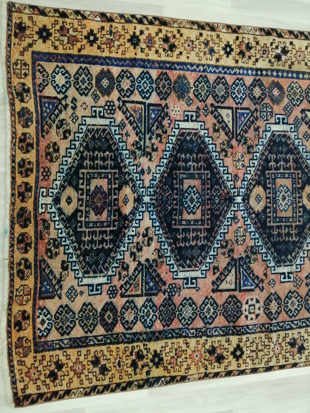 Rust Turkish Runner Rug 4' 11" x 11' 6" Hand-Knotted close-up