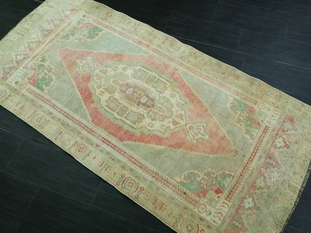 Beige Turkish Runner Rug 3' 3" x 6' 8" Hand-Knotted