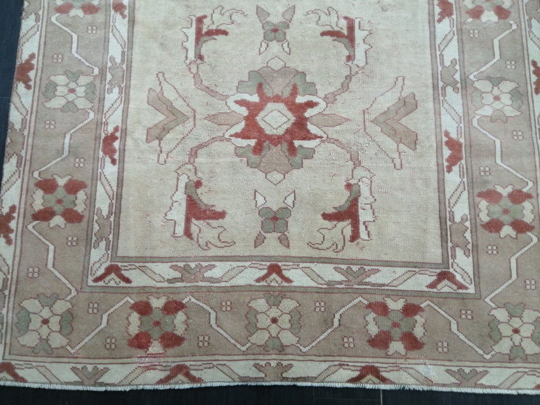 Beige Turkish Runner Rug 5' 11" x 8' 8" Hand-Knotted pattern