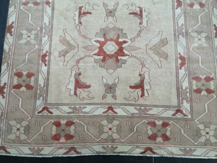 Beige Turkish Runner Rug 5' 11" x 8' 8" Hand-Knotted pattern