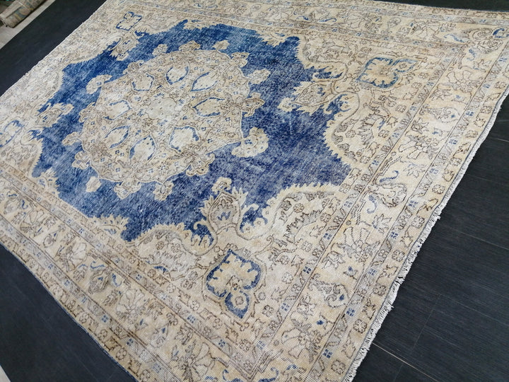 Blue Turkish Runner Rug 7' 7" x 11' 2" Hand-Knotted | No. WR80301