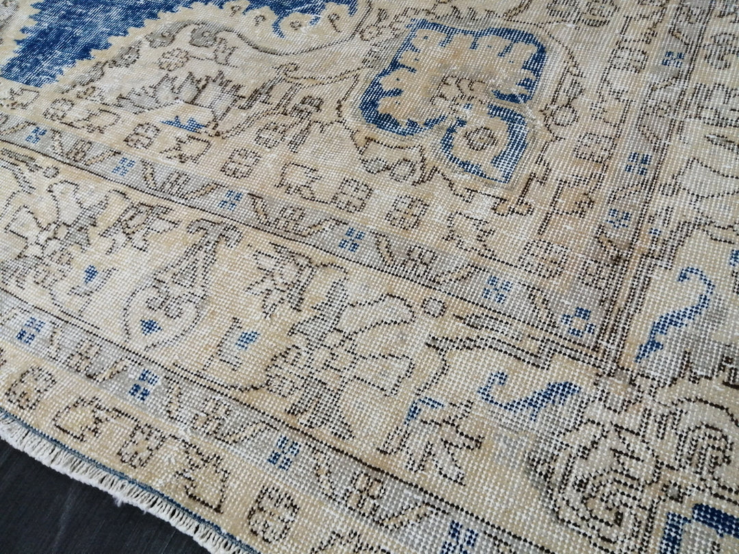 Blue Turkish Runner Rug 7' 7" x 11' 2" Hand-Knotted | No. WR80301