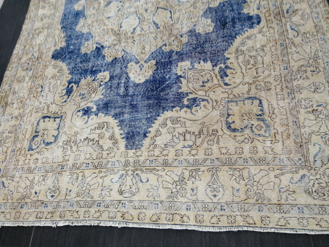 Blue Turkish Runner Rug 7' 7" x 11' 2" Hand-Knotted | No. WR80301