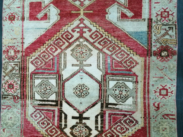 Beige Turkish Runner Rug 3' 7" x 9' 11" Hand-Knotted reverse