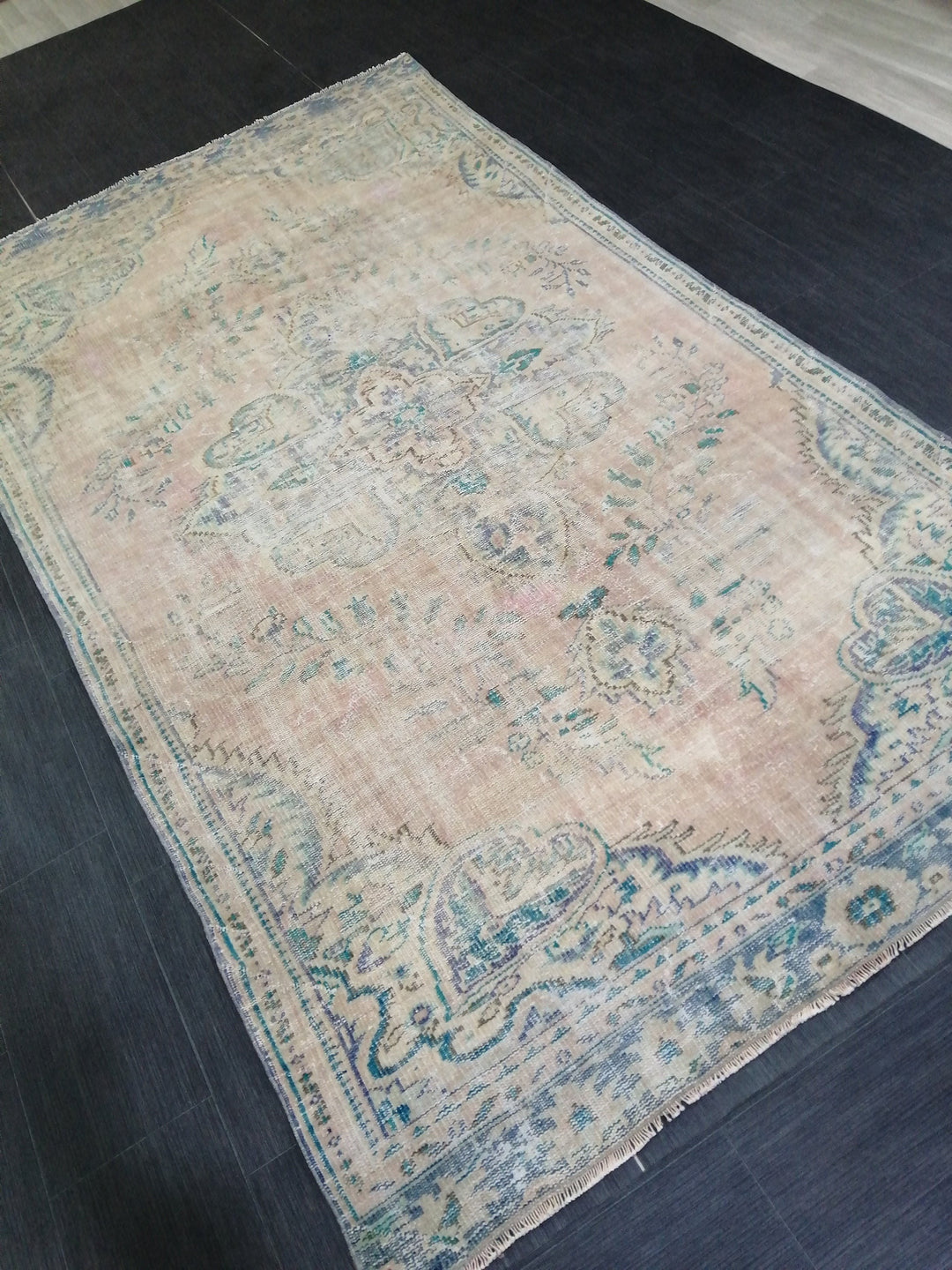 Rust Turkish Runner Rug 5' 5" x 9' 6" Hand-Knotted texture
