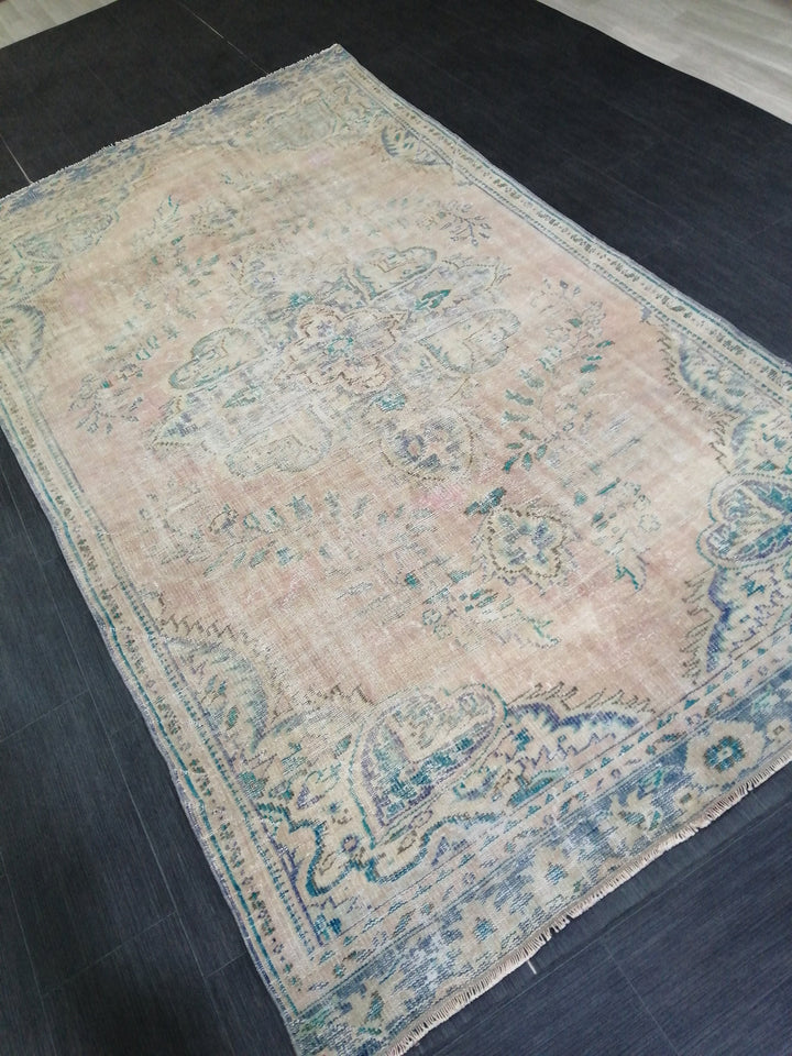Rust Turkish Runner Rug 5' 5" x 9' 6" Hand-Knotted texture