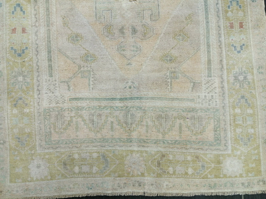 Beige Turkish Runner Rug 4' 1" x 6' 9" Hand-Knotted pattern