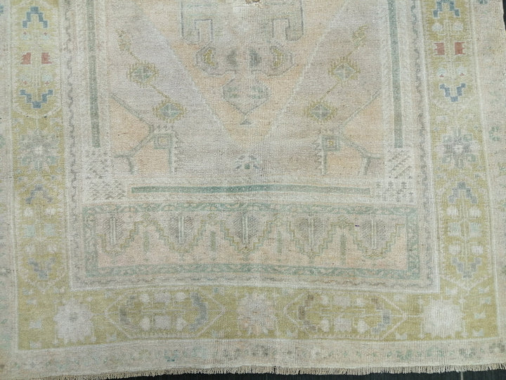 Beige Turkish Runner Rug 4' 1" x 6' 9" Hand-Knotted pattern